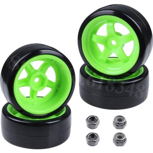 4pcs Smooth 1/10 RC Drift Tires Wheels 12mm Hex Hub for Tamiya Sakura HPI HSP Redcat RC Car