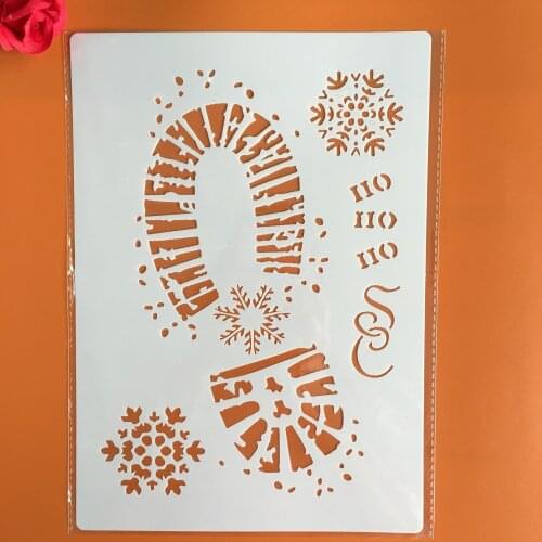 A4 29 *21cm Santa Shoe Print DIY Stencils Wall Painting Scrapbook Coloring Embossing Album Decorative Paper Card Template,wall