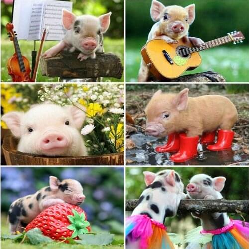 EverShine Diamond Painting Animal Cross Stitch Diamond Mosaic Pig Picture Of Rhinestones Embroidery Spring Needlework Wall Decor