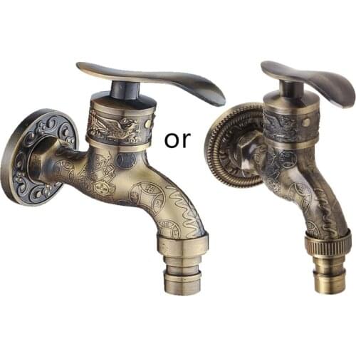 Antique Bronze Wall Mounted Tap Water Sink Faucet Vintage Washing Machine Tap Outdoor Garden Hose Single Cold Water Tap