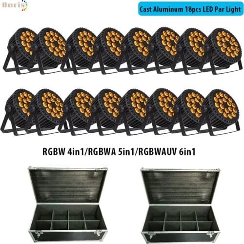 No tax Flight case 16x Aluminum LED Par Light RGBWA 18x12w 5in1 Par Wash Stage par 18x10w RGBW 4in1 18x15w RGBWAUV 6in1 LED Wash