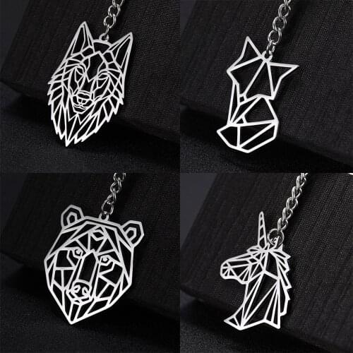 COOLTIME Keychain Fox Tiger Wolf Bear Animal Stainless Steel Heart Cat Crane Dog Unicorn Rabbit Men Women Gift Key Chain