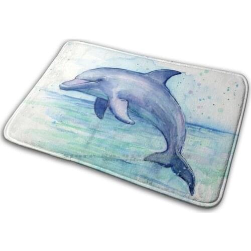 Dolphin Watercolor Mat Rug Carpet Anti-Slip Bedroom Entrance Door Mat Dolphin Watercolor Watercolor Dolphin Dolphin Art Dolphin