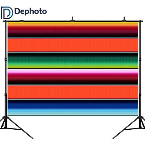 DePhoto Photography Background Mexican Blanket Stripes Cinco De Mayo Party Decor Mexican Food Restaurant Menu Backdrop Photocall