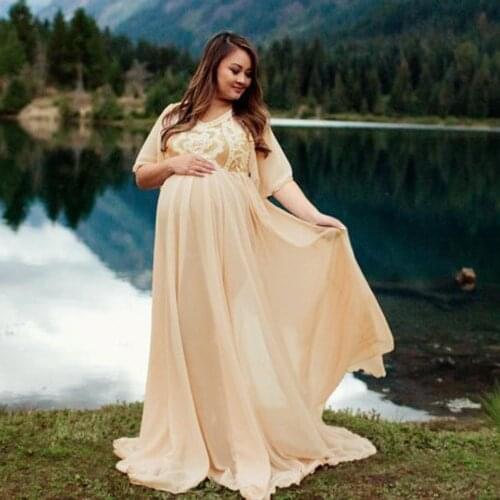 Elegence Lace Maternity Dresses For Baby Shower Party Maxi Gown Pregnant Women Photography Props New Pregnancy Dress Photo Shoot