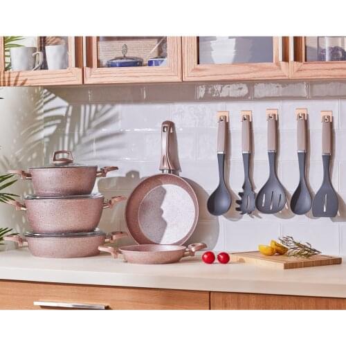Emsan Brava Pro Pink 13 Piece Granite Cookware Set