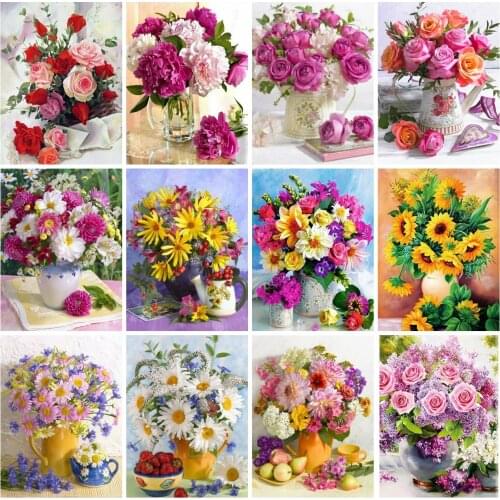 EverShine Diamond Painting Flowers Cross Stitch Diamond Embroidery Peony Picture Rhinestones Mosaic Art Handmade Home Decor