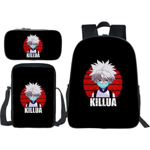 Hunter X Hunter Backpack 3 Pieces/set Stylish Simplicity Boy Girl Messenger Bag Pencil Case New HxH Anime Printed Backpack