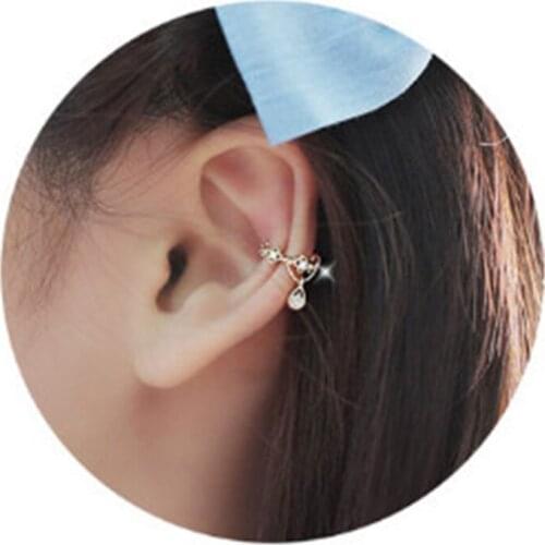 Cute Without Pierced Ear Bone Folder Punk Fashion Ear Cuff Wrap Rhinestone Cartilage Clip On Earring Non Piercing Jewelry