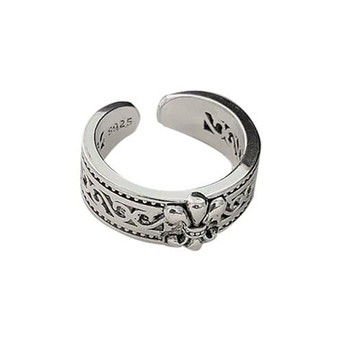 POTCET Couple Crusader Flower Anchor Opening Ring Geometry Fashion Retro Hip Hop Personality Party Jewelry