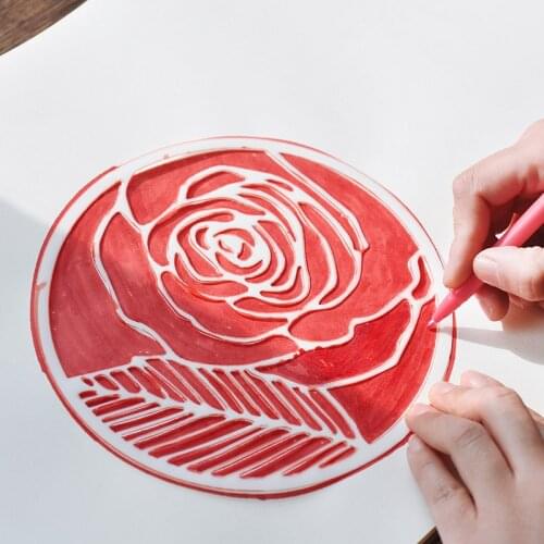 Creative Round Plant Flower Painting Template Journal Supplies Stencils Scrapbooking Ruler Board Plantillas Stencil 8 Models