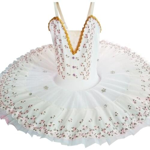 2020 New Girls Professional Ballet Tutu Puff Sleeve Tulle Ballerina Dress Gymnastics Leotard Pancake Tutu Dance Costume For Girl