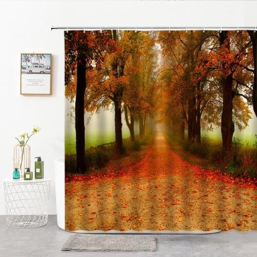 Autumn And Winter Forest Landscape Shower Curtains 3D Woods Natural Scenery Bathroom Curtain Hooks Home Decor Wall Hanging Cloth