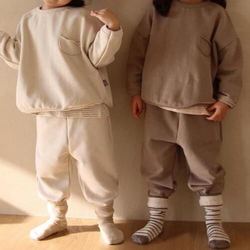 Autumn kids clothes for girls Childrens clothing sets for boys Korean style 2-6y Cotton baby Tracksuit 2pcs sweatshirt infant