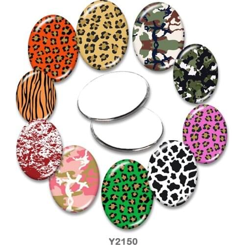 Leopard pattern Oval glass cabochon 13x18mm/18x25mm/30x40mm flat back Making findings TRY2150