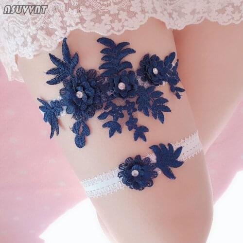 Fashion New Garter For Bride Wedding Dress Accessory Lace Flowers Leg Loop Elastic Sexy Thigh Ring For Girl Lady Party Dress