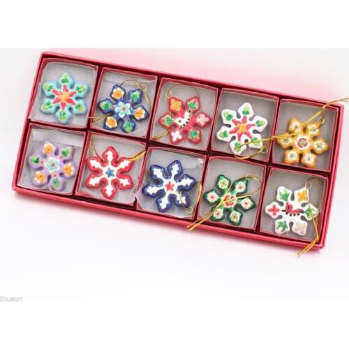 Collectibles 10pcs Chinese Handmade Cloisonne/Enamel Snowflake Ornament Charms