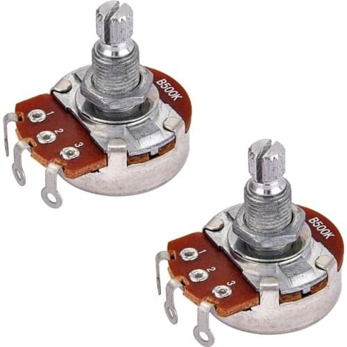 Durable 2 Pieces Copper 18mm Shaft B500K Audio Potentiometer Pots Alpha for Electric Bass Replacement Parts