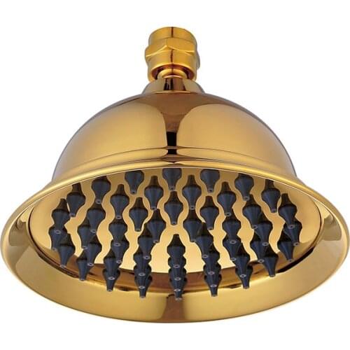 6 inch Luxury GOLD Brass Rain Shower Head GOLDEN Top Over-head Shower Sprayer Round Style--Wholesale And Retail Promotion--R7664