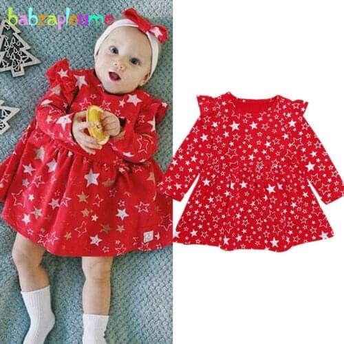 Babzapleume Christmas Outfits Spring Fall Cute Long Sleeve Cotton Baby Girls Clothes First Birthday Dress Newborn Dresses BC1805