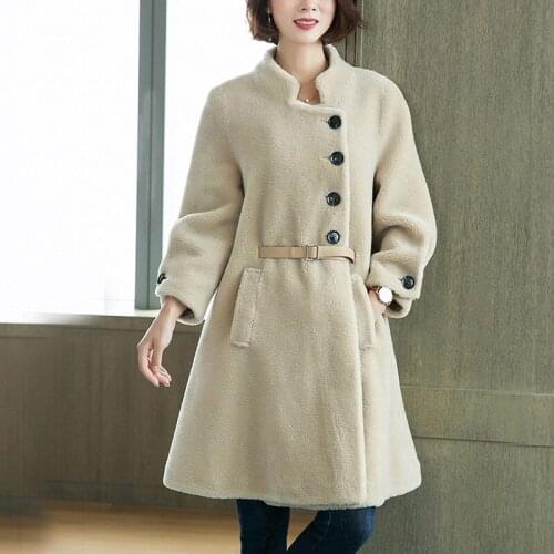 Womens Real Fur Coat Long Autumn Winter Jacket Sheep Shearing Fur Coats and Jackets Women Korean Manteau Femme 5880 KJ5186