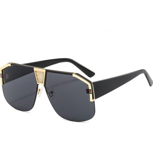 2021 New Metal Frame Sunglasses Fashion Big Frame Black Glasses Personality European and American Glasses