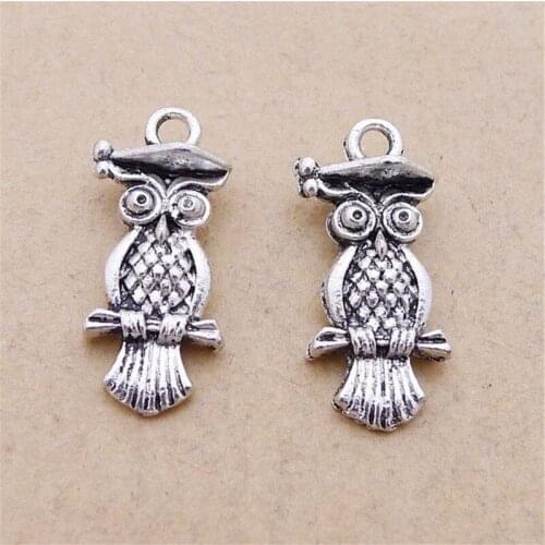 Owl Learned Scholar Doctor Charm Pendants Jewelry Making Finding DIY Bracelet Necklace Earring Accessories Handmade 5pcs