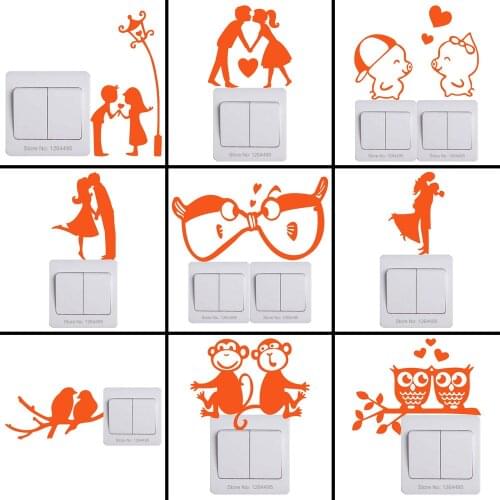 Glow in the Dark Switch Sticker Cartoon Luminous Stickers Home Decor Wedding Decoration Fluorescent Decals Romantic Love Sticker