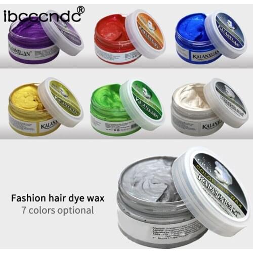 100g Unisex Color Hair Wax Dye One-time Molding Paste Seven Colors Available BLUE Burgundy Grandma Gray Green Hair Dye Wax