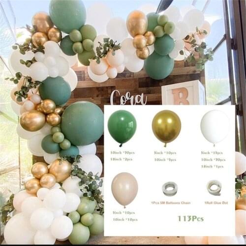 Balloons Avocado Green Garland Arch Kit Retro Green Chorme Gold Latex Globos Birthday Valentine Wedding Party Decors Balloons