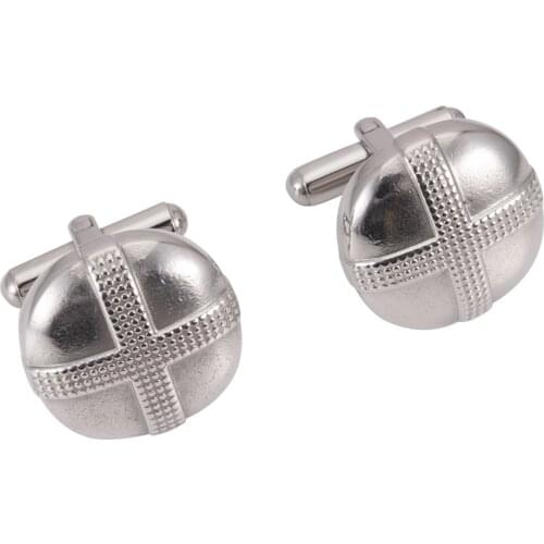 Wollet Crystal Men High Quality Round 316L Stainless Steel Round Cufflinks Birthday Gift for Dad Him