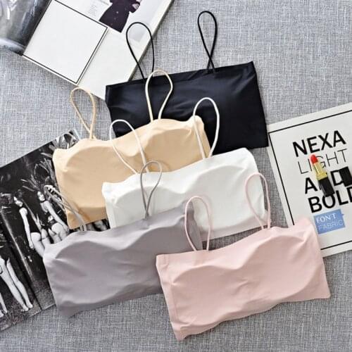 Womens Ice Silk Anti-Glare Tube Top One-Piece Seamless Sling Wrapped Chest Underwear