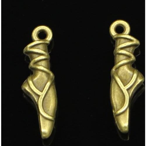 18pcs Ballet shoes Charms Antique Bronze Plated Zinc Alloy Charms Pendants Metal Jewelry Findings Fit DIY 23*6*4mm
