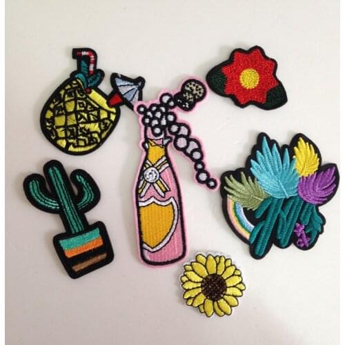 6pcs Iron On Patches Bordados Red Wine Flower Embroidered Patch For Clothing Applique DIY Dress parches Patchwork Badge Stickers