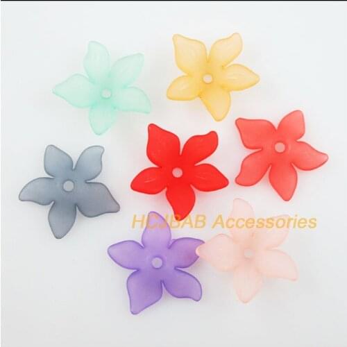 50 New Star Acrylic Charms Plastic Flower Spacer Beads End Caps Mixed 22mm