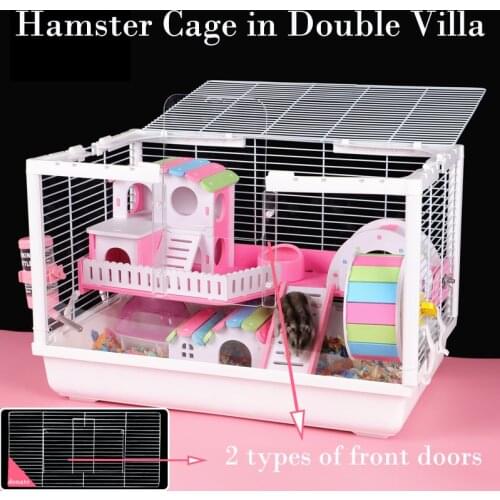 Tray-Style Hamster House Acrylic Front Gate Double-Deck Oversized Villa Guinea Pig Cage Transparent Small Pet Feeding Box
