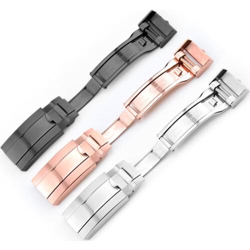 Watch accessories 16 mm for Rolex waterproof series with mens high-end insurance folding buckle silver gold rose color buttons