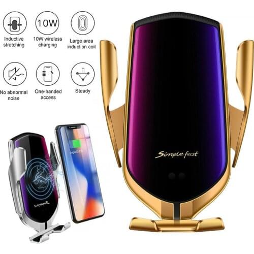 R1 Automatic Clamping 10W Car Wireless Charger For iPhone Xs Huawei LG Infrared Induction Qi Wireless Charger Car Phone Holder