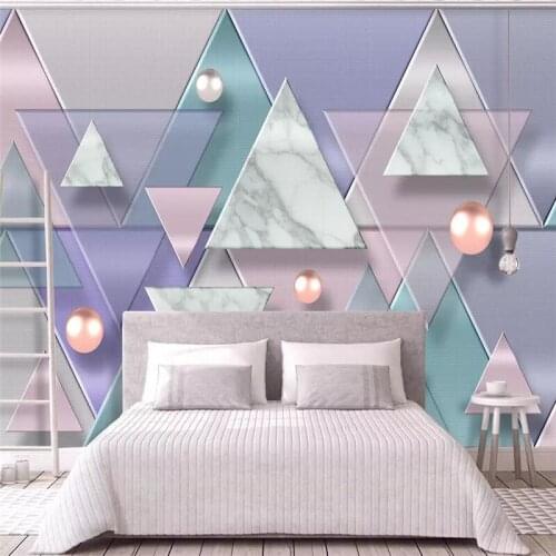 Decorative wallpaper 3d modern simple style geometric marble background wall