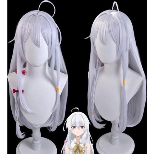 The Journary of Elaina Silver White Long Straight Role Play Heat Resistant Synthetic Hair Halloween Party Cosplay + Free Wig Cap