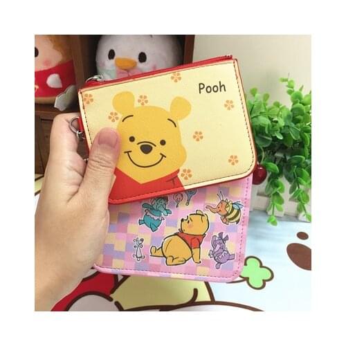Disney winnie pooh Bear Anime Figures Cartoon Product Cosplay Accessories Casual Card Holder zipper Unisex Gift
