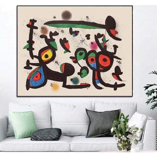 Joan Miro Famous Vintage Abstract Surrealism Oil Painting Reproduction Poster And Prints Wall Art Picture For Living Room Decor