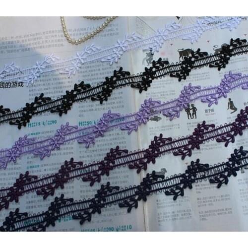 3 Meters/lot 2cm Width Lace Applique Polyester Costumes Trims Ribbon Purple Navy Blue White Home Textiles Sewing Lace Fabric