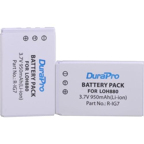 DuraPro 2pc 3.7V 950mAh R-IG7 Li-ion Battery for Logitech Harmony LOH880 One 900 720 850 880 885 890 Pro H880 Universal Camera