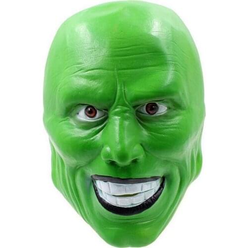 Halloween The Mask Jim Carrey Cosplay Green Mask Costume Adult Fancy Dress Face Halloween Masquerade Party Cosplay Movies Mask
