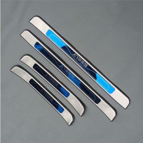 4pcs/set Stainless steel exterior door sill strip fit for 2017 GEELY S1 Threshold trim welcome pedal Scuff plate guard cover