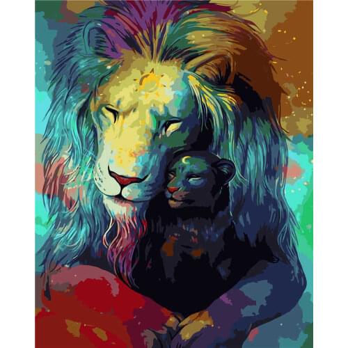 Newly designed colored lion DIY Digital Painting By Numbers Modern Wall Art Canvas Painting Unique Gift Home Decor 40x50cm