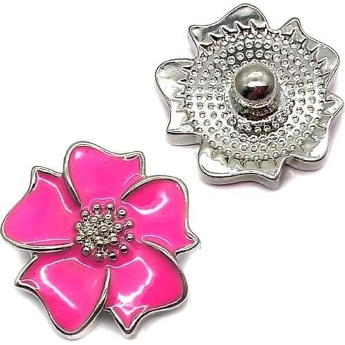 Wholesale w357 flower 3D 18mm 20mm metal snap button for Bracelet Necklace Interchangeable Jewelry Women accessorie findings