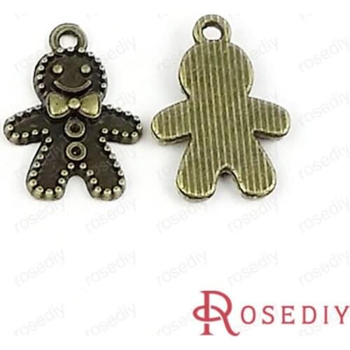 Wholesale 18*13mm Antique Bronze Gingerbread man Alloy Pendants Diy Jewelry Accessories 100g Roughly 95~98 Pieces(JM6388)