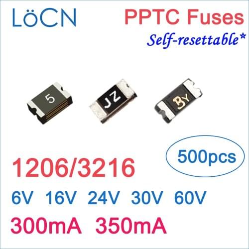 Fuses PPTC 1206 3216 300mA 350mA 0.3A 0.35A 6V 16V 24V 30V 60V SMD self Resettable Made in china high quality 500pcs